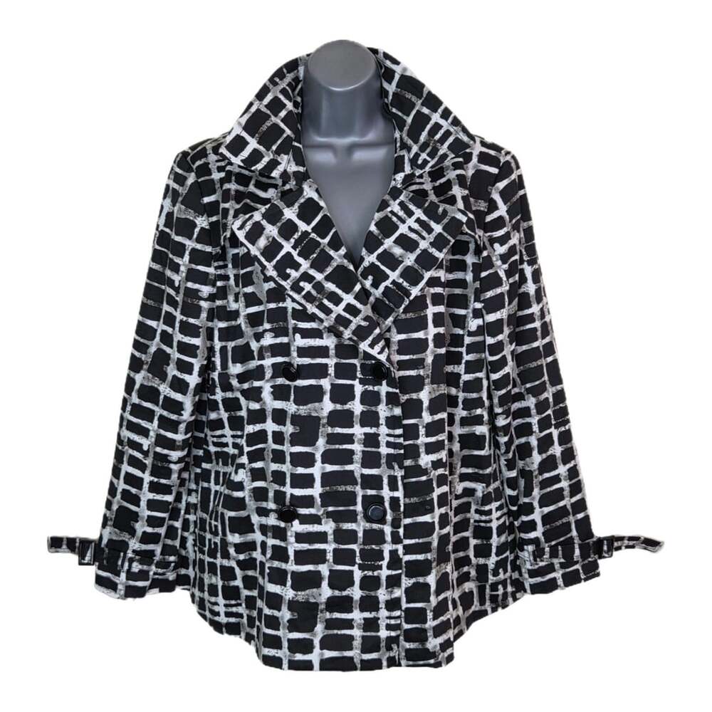 Luciano Danté Black and White Geometric Print Double-Breasted Jacket Size L